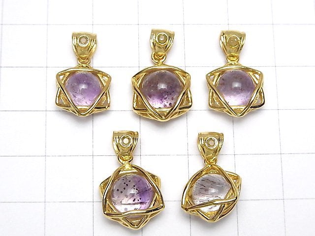 [Video]Elestial Quartz AA++ 8mm Ball Star Shape Moldavite Pendant 18KGP 1pc