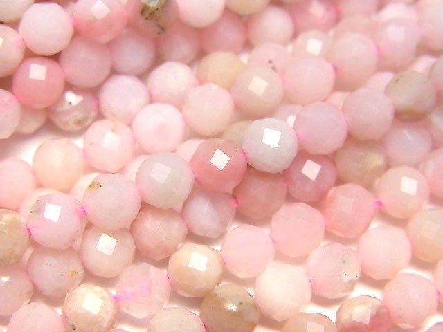 [Video]High Quality! Pink Opal AA++ Faceted Round 5mm half or 1strand beads (aprx.15inch/36cm)