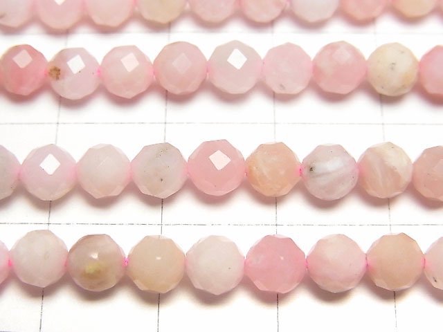 [Video]High Quality! Pink Opal AA++ Faceted Round 5mm half or 1strand beads (aprx.15inch/36cm)