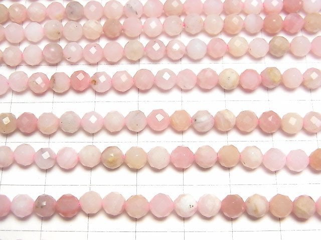 [Video]High Quality! Pink Opal AA++ Faceted Round 5mm half or 1strand beads (aprx.15inch/36cm)