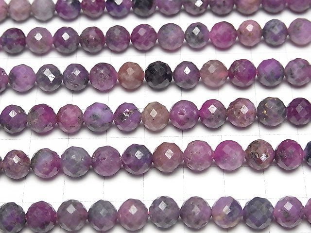 [Video]High Quality! Purple Sapphire AA Faceted Round 8mm half or 1strand beads (aprx.15inch/36cm)