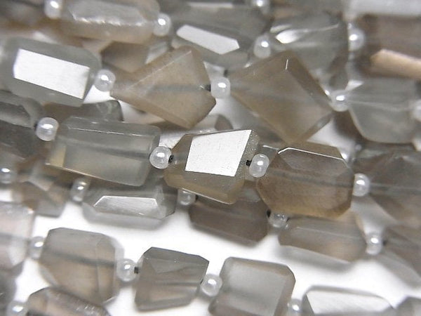 [Video]High Quality Gray Moonstone AA++ Faceted Nugget 1strand beads (aprx.13inch/33cm)