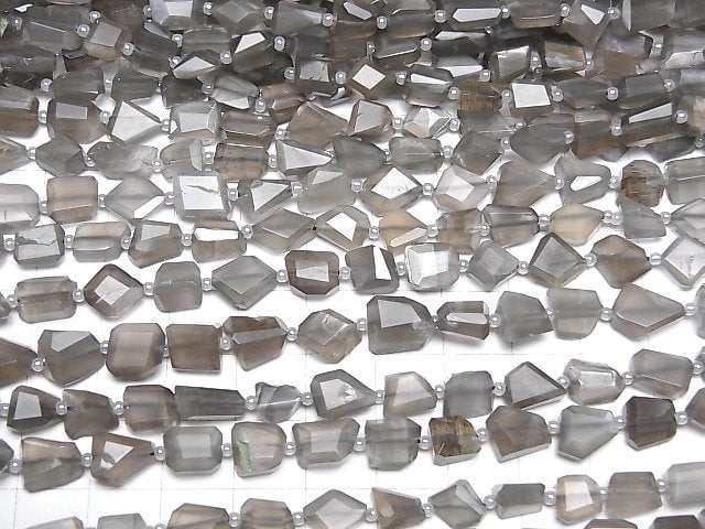 [Video]High Quality Gray Moonstone AA++ Faceted Nugget 1strand beads (aprx.13inch/33cm)