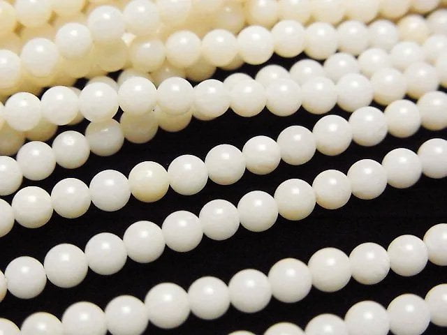 Corail Blanc Rond Perles 3.5mm 1 fil (env. 15inch/37cm)