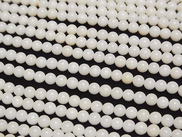 Corail Blanc Rond Perles 3.5mm 1 fil (env. 15inch/37cm)