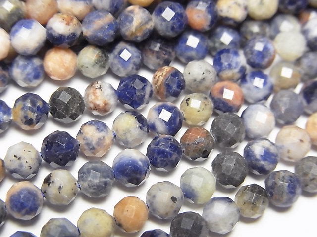 [Video]High Quality! Red Line Sodalite Faceted Round 4.5mm 1strand beads (aprx.15inch/37cm)