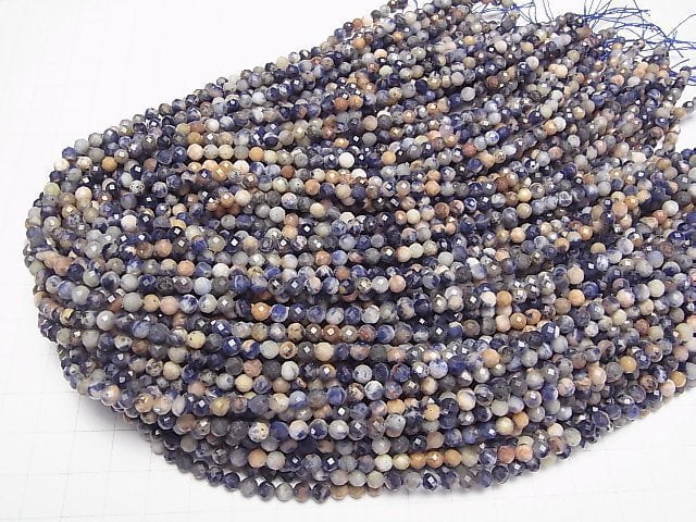 [Video]High Quality! Red Line Sodalite Faceted Round 4.5mm 1strand beads (aprx.15inch/37cm)