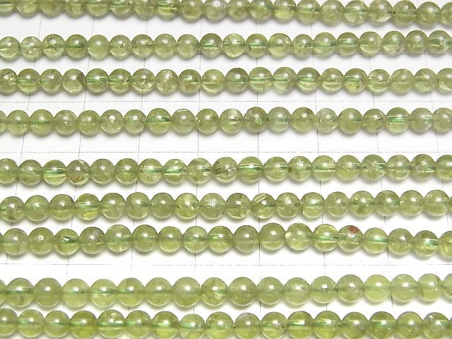 [Video]Peridot AA Round 4mm 1strand beads (aprx.15inch/38cm)