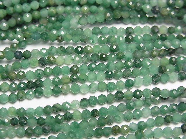 [Video]High Quality! Verdite Faceted Round 2mm 1strand beads (aprx.15inch/38cm)