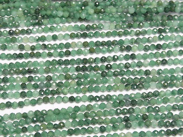 [Video]High Quality! Verdite Faceted Round 2mm 1strand beads (aprx.15inch/38cm)