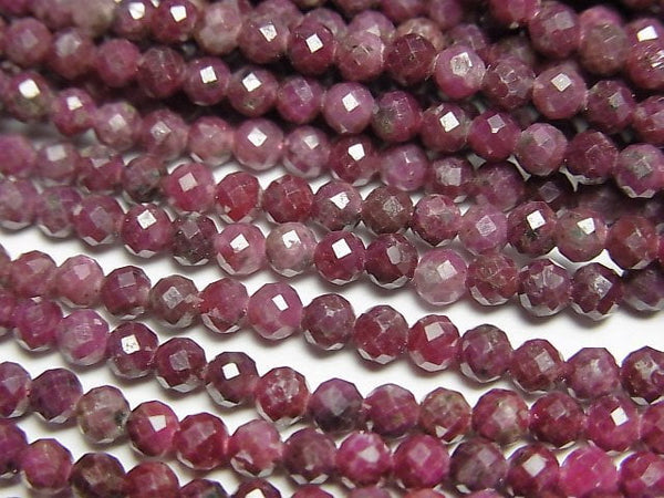 [Video]High Quality! Indian Ruby AA Faceted Round 3mm 1strand beads (aprx.15inch/37cm)