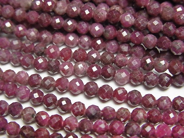 [Video]High Quality! Indian Ruby AA Faceted Round 3mm 1strand beads (aprx.15inch/37cm)