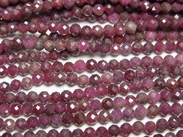 [Video]High Quality! Indian Ruby AA Faceted Round 3mm 1strand beads (aprx.15inch/37cm)