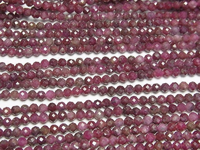 [Video]High Quality! Indian Ruby AA Faceted Round 3mm 1strand beads (aprx.15inch/37cm)