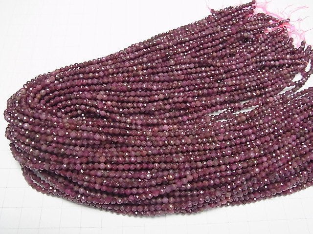 [Video]High Quality! Indian Ruby AA Faceted Round 3mm 1strand beads (aprx.15inch/37cm)