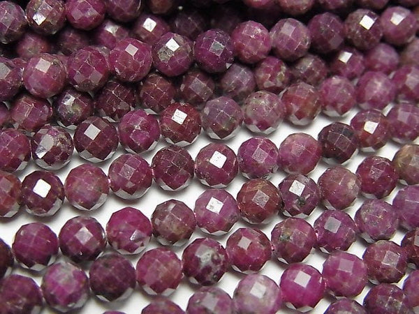 [Video]High Quality! Indian Ruby AA Faceted Round 5mm half or 1strand beads (aprx.15inch/37cm)