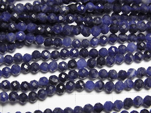 [Video]High Quality! Sodalite AAA Faceted Round 3mm 1strand beads (aprx.15inch/37cm)