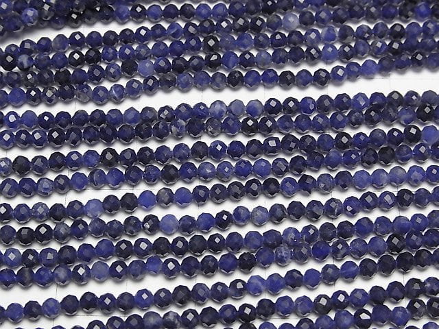 [Video]High Quality! Sodalite AAA Faceted Round 3mm 1strand beads (aprx.15inch/37cm)