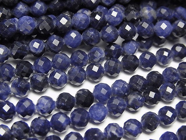 [Video]High Quality! Sodalite AAA- Faceted Round 4.5mm 1strand beads (aprx.15inch/37cm)