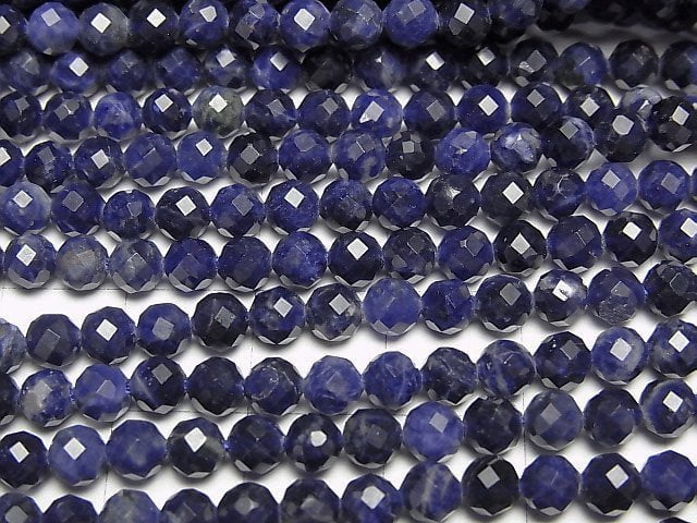 [Video]High Quality! Sodalite AAA- Faceted Round 4.5mm 1strand beads (aprx.15inch/37cm)