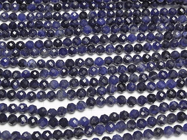 [Video]High Quality! Sodalite AAA- Faceted Round 4.5mm 1strand beads (aprx.15inch/37cm)