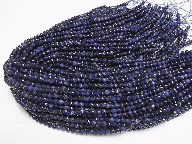 [Video]High Quality! Sodalite AAA- Faceted Round 4.5mm 1strand beads (aprx.15inch/37cm)