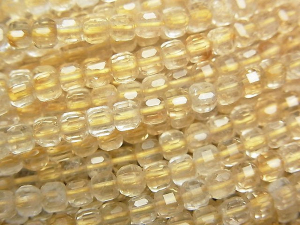 [Video]High Quality! Light color Citrine AA++ Cube Shape 3x3x3mm 1strand beads (aprx.15inch/37cm)