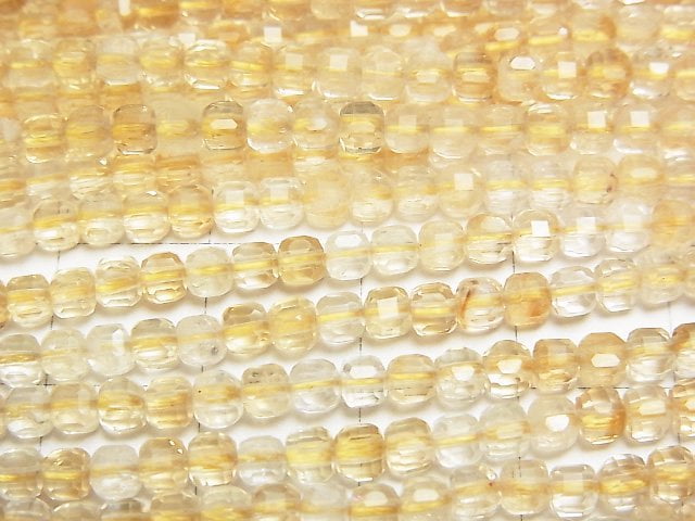 [Video]High Quality! Light color Citrine AA++ Cube Shape 3x3x3mm 1strand beads (aprx.15inch/37cm)