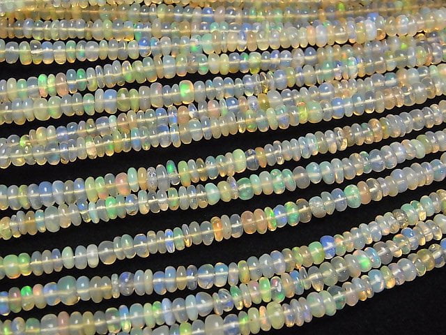 [Video] Ethiopian Opal AAA- Roundel half or 1strand beads (aprx.15inch/38cm)