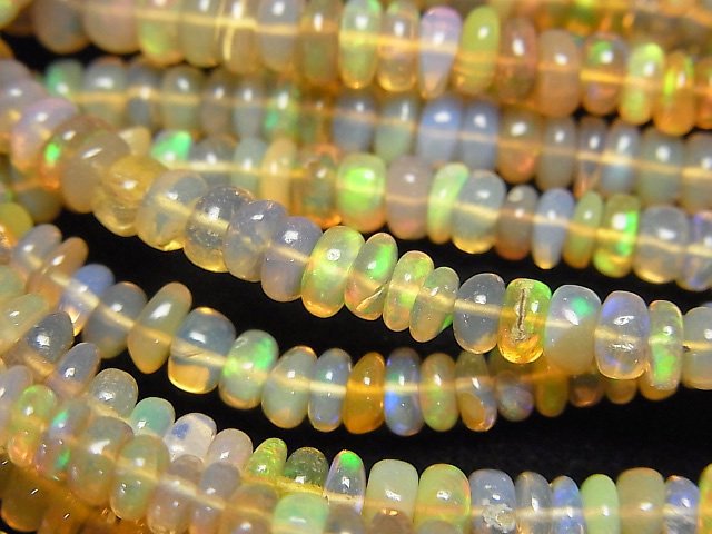 [Video] Ethiopian Opal AAA- Roundel half or 1strand beads (aprx.15inch/38cm)