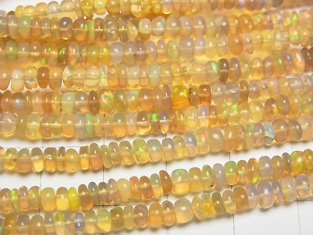 [Video] Ethiopian Opal AAA- Roundel half or 1strand beads (aprx.15inch/38cm)