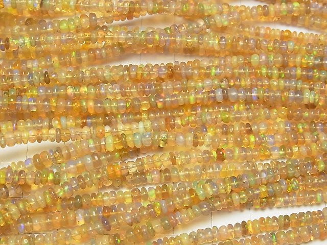 [Video] Ethiopian Opal AAA- Roundel half or 1strand beads (aprx.15inch/38cm)