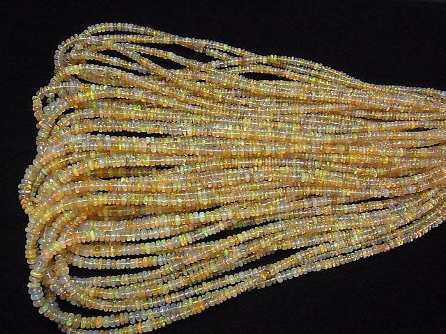 [Video] Ethiopian Opal AAA- Roundel half or 1strand beads (aprx.15inch/38cm)