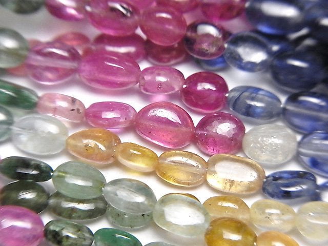 [Video]High Quality Sapphire & Ruby & Emerald AA++ Oval half or 1strand beads (aprx.7inch/18cm)