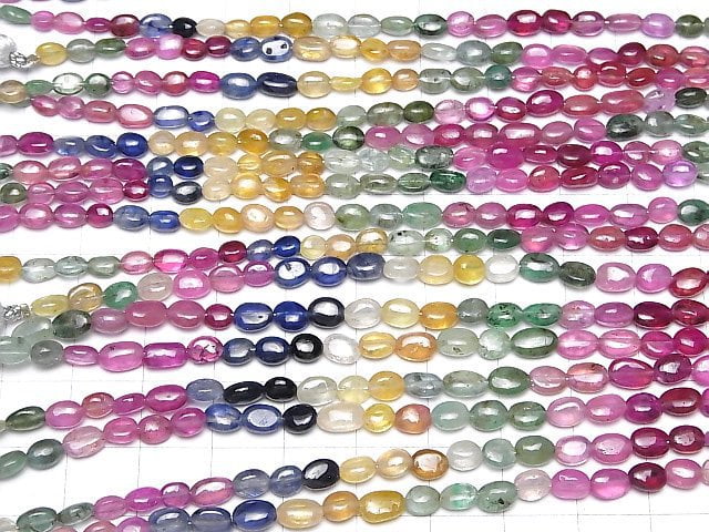 [Video]High Quality Sapphire & Ruby & Emerald AA++ Oval half or 1strand beads (aprx.7inch/18cm)