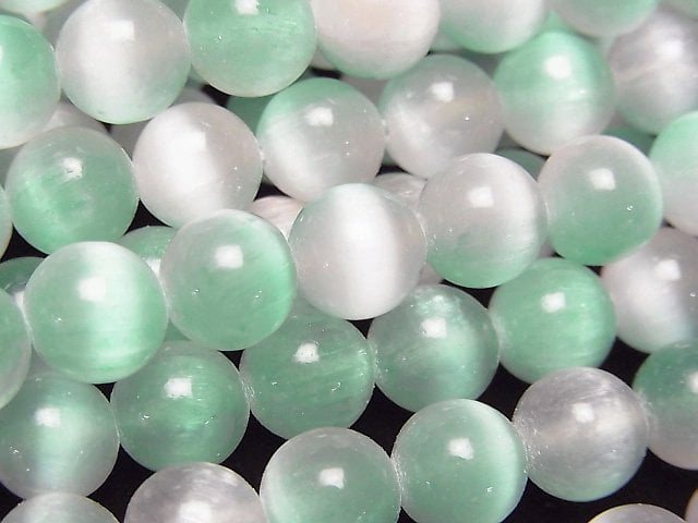 [Video]Selenite (Gypsum) Round 8mm [Green x Pink] 1strand beads (aprx.15inch/37cm)