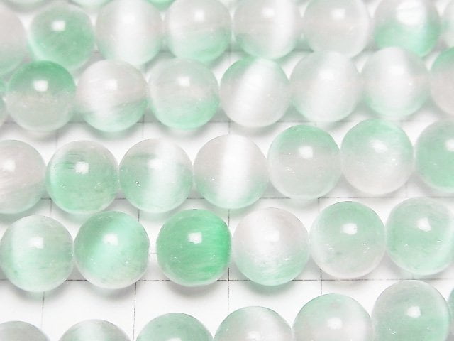 [Video]Selenite (Gypsum) Round 8mm [Green x Pink] 1strand beads (aprx.15inch/37cm)