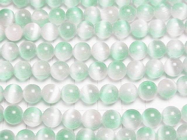 [Video]Selenite (Gypsum) Round 8mm [Green x Pink] 1strand beads (aprx.15inch/37cm)