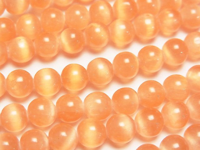 [Video]Selenite (Gypsum) Round 6mm [Orange] 1strand beads (aprx.15inch/37cm)