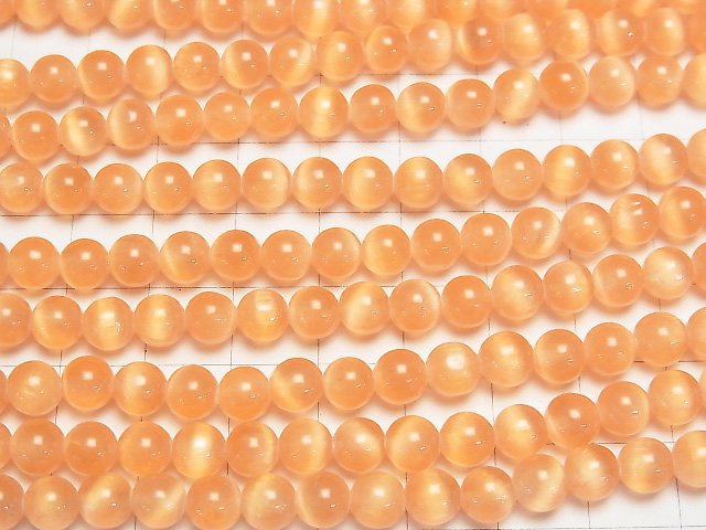 [Video]Selenite (Gypsum) Round 6mm [Orange] 1strand beads (aprx.15inch/37cm)