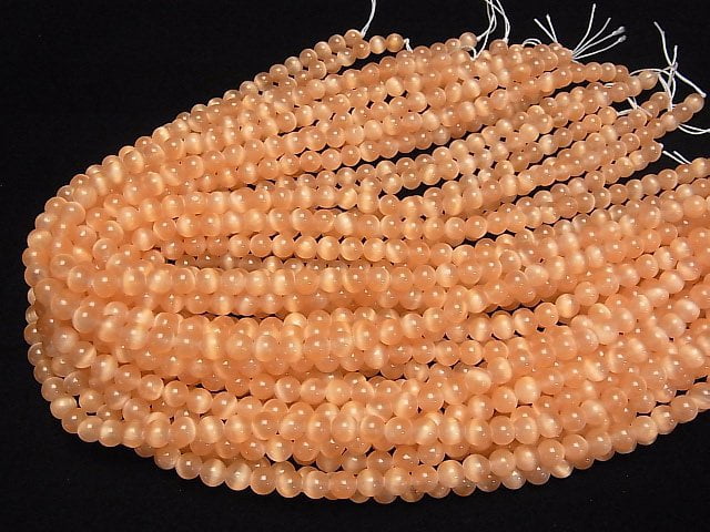 [Video]Selenite (Gypsum) Round 6mm [Orange] 1strand beads (aprx.15inch/37cm)