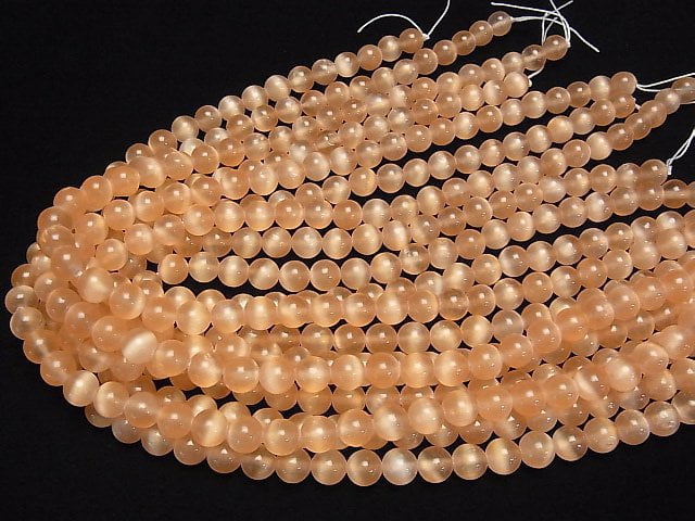 [Video]Selenite (Gypsum) Round 8mm [Orange] 1strand beads (aprx.15inch/37cm)