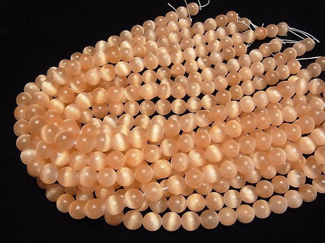 [Video]Selenite (Gypsum) Round 10mm [Orange] half or 1strand beads (aprx.15inch/37cm)