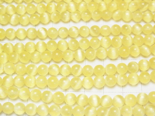 [Video]Selenite (Gypsum) Round 6mm [Yellow] 1strand beads (aprx.15inch/37cm)