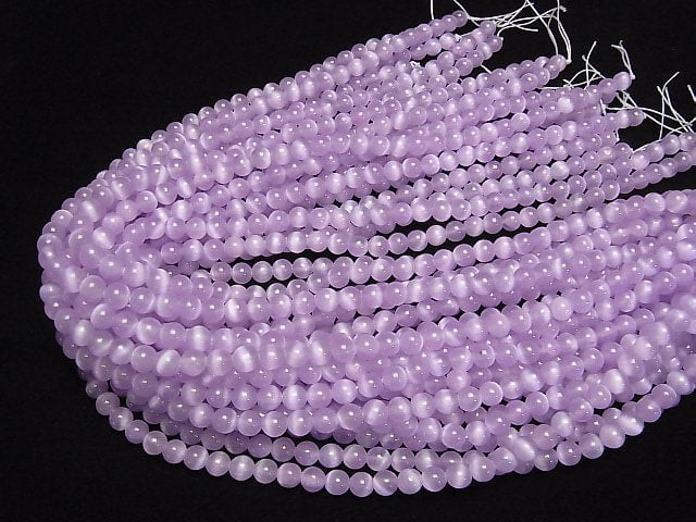 [Video]Selenite (Gypsum) Round 6mm [Purple] 1strand beads (aprx.15inch/37cm)