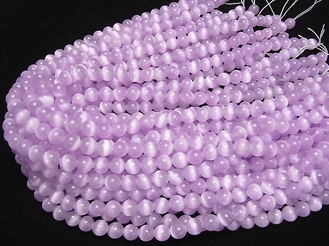 [Video]Selenite (Gypsum) Round 8mm [Purple] 1strand beads (aprx.15inch/37cm)