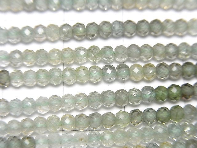 [Video]High Quality! Natural Green Zircon AAA Faceted Button Roundel 3x3x2mm half or 1strand beads (aprx.11inch/28cm)