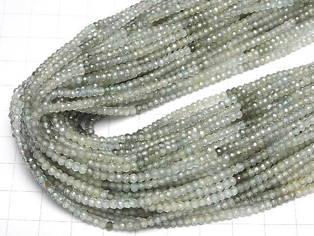 [Video]High Quality! Natural Green Zircon AAA Faceted Button Roundel 3x3x2mm half or 1strand beads (aprx.11inch/28cm)