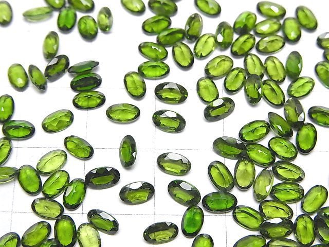 [Video]High Quality Chrome Diopside AAA Loose stone Oval Faceted 5x3mm 3pcs