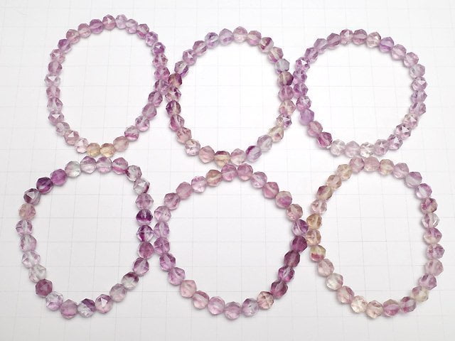 [Video] Purple Fluorite AAA Star Faceted Round 7mm [Mixed color] Bracelet